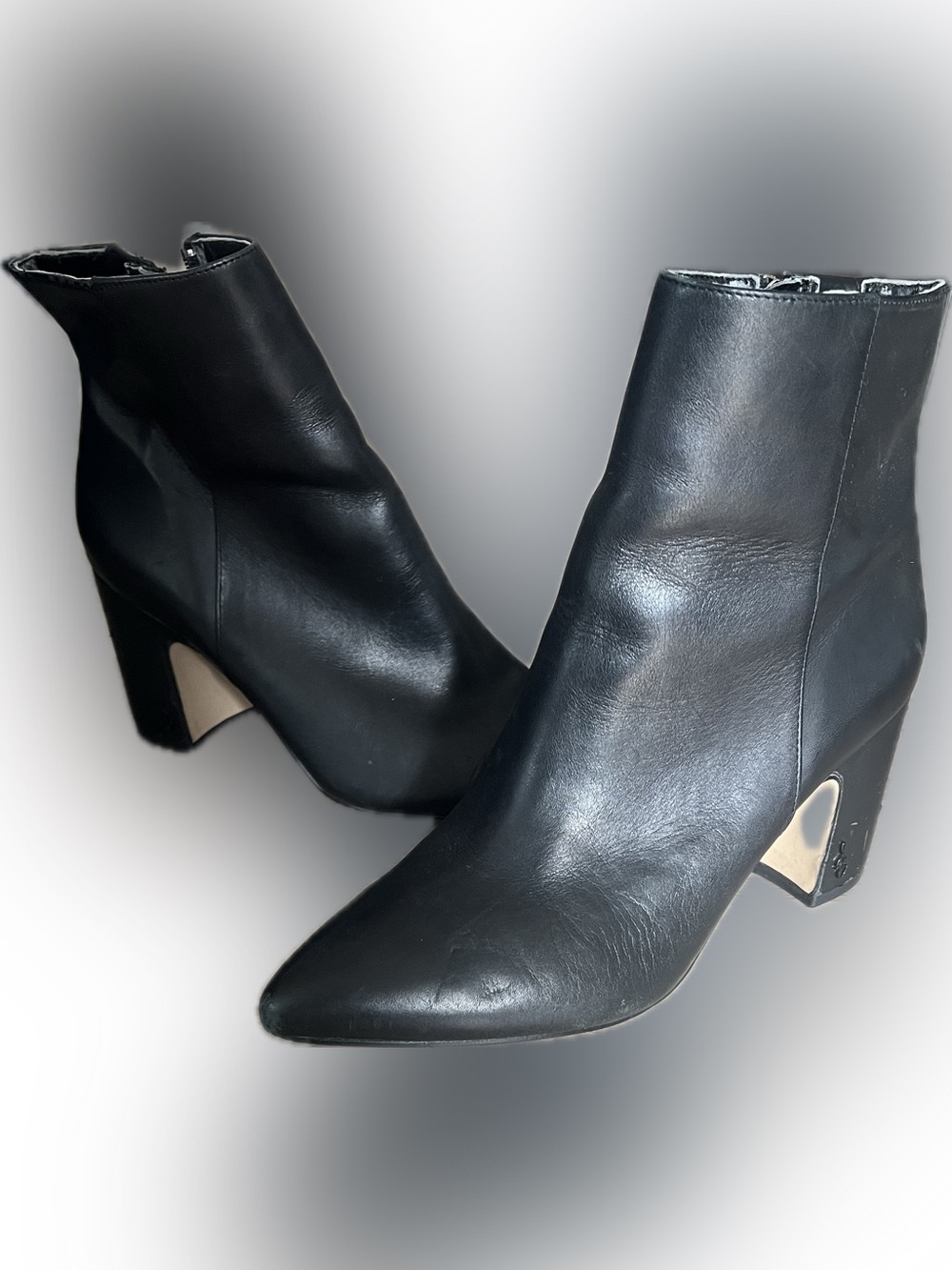 Sam Edelman Black Leather Pointed Toe Ankle Booties